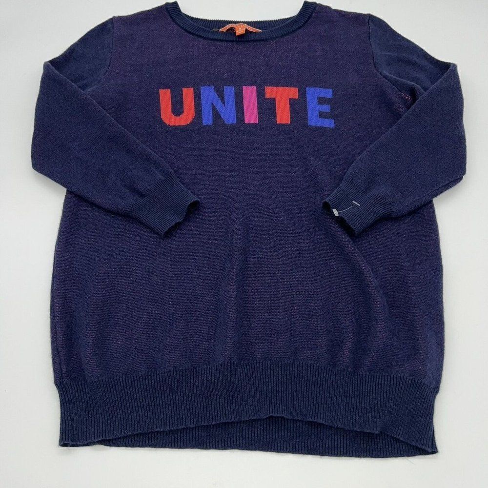 Modcloth NWOT Unite Sweater Navy Blue Purple 3/4 Sleeve Ribbed Knit Trim Size S